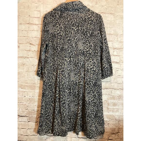 New Directions Sweater Dress Womens XL Gray Cheetah Leopard Cowl Neck Stretch - Picture 12 of 14